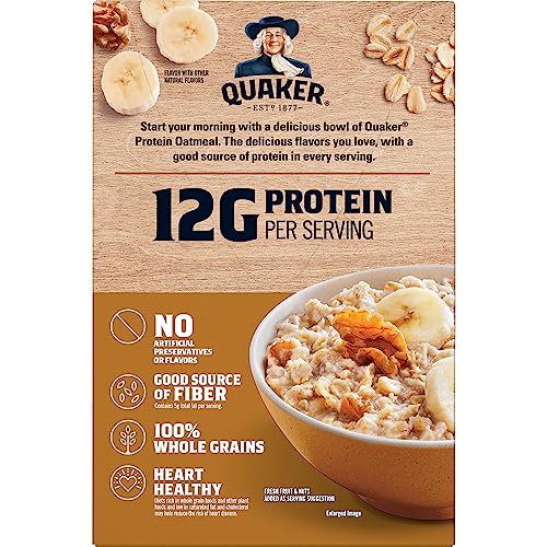 Quaker Banana Nut oats with walnuts and banana slices for a quick on-the-go breakfast.