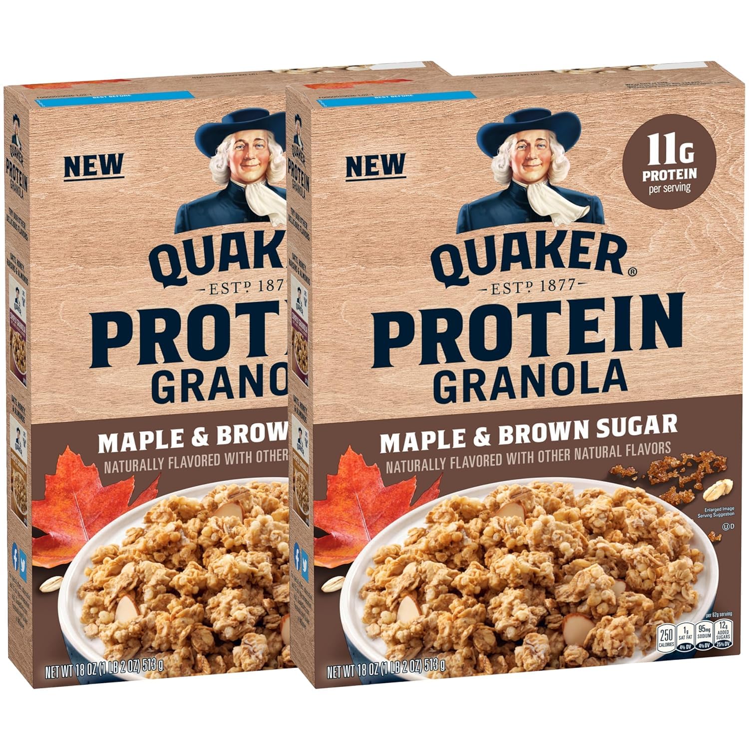 Quaker Protein Granola Maple Brown Sugar in a breakfast bowl for a protein boost