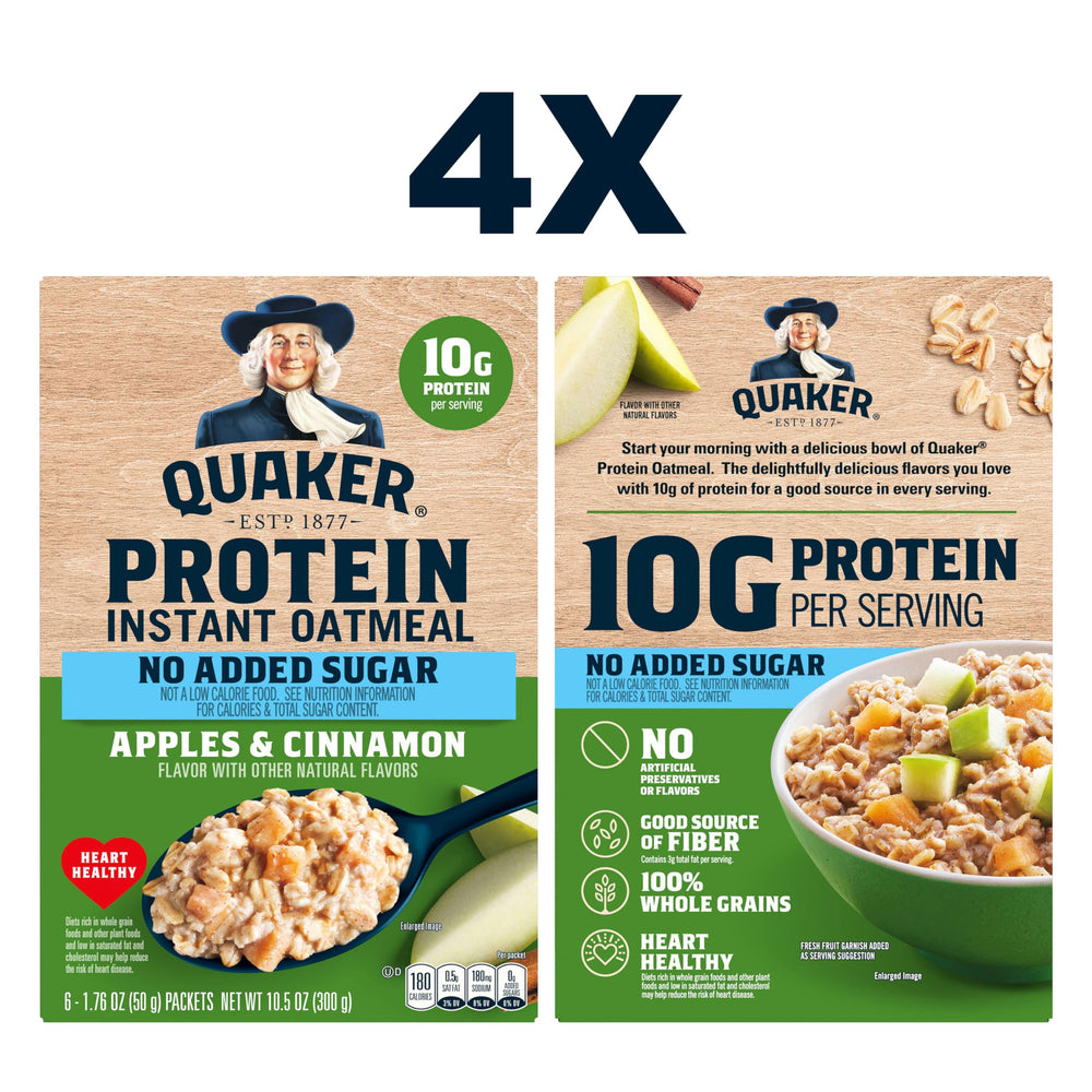 Quaker Protein Instant Oatmeal Apple Cinnamon serving supports a balanced morning.