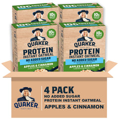 Quaker Protein Instant Oatmeal Apple Cinnamon packet for a quick protein breakfast.