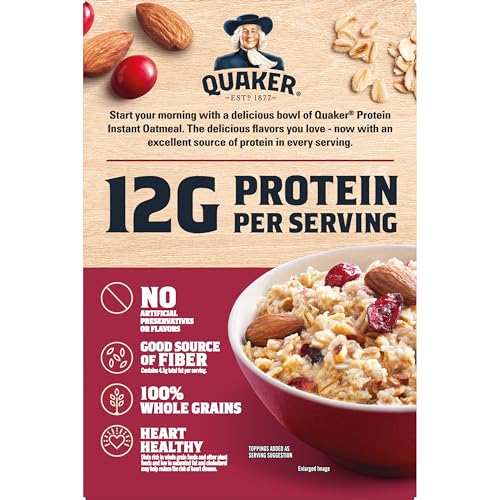 Quaker Protein Instant Oatmeal Cranberry Almond ingredients close-up