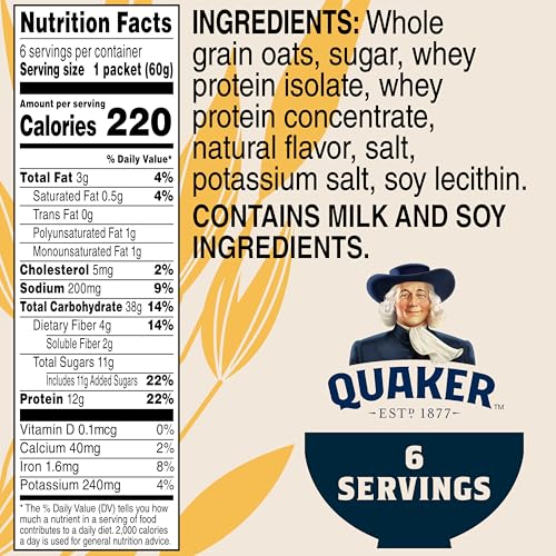 Quaker Protein Instant Oatmeal Maple Brown Sugar serving bowl – quick, hearty start to the day