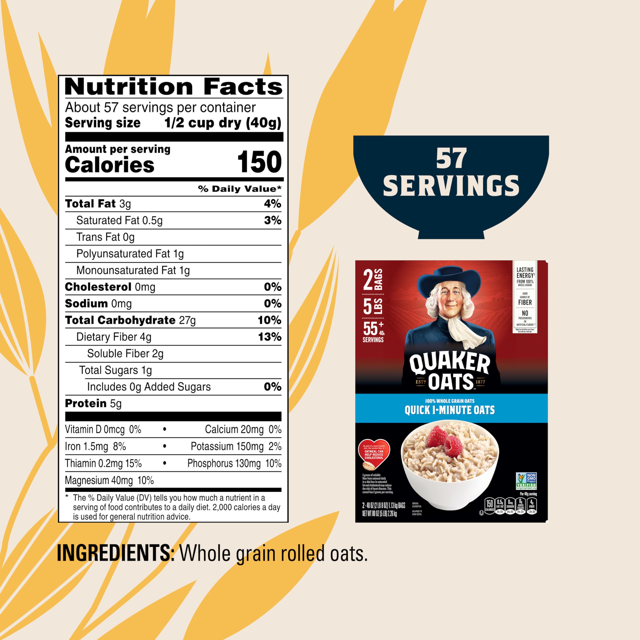 Quaker Quick 1-Minute Oats fiber visual highlighting digestive support
