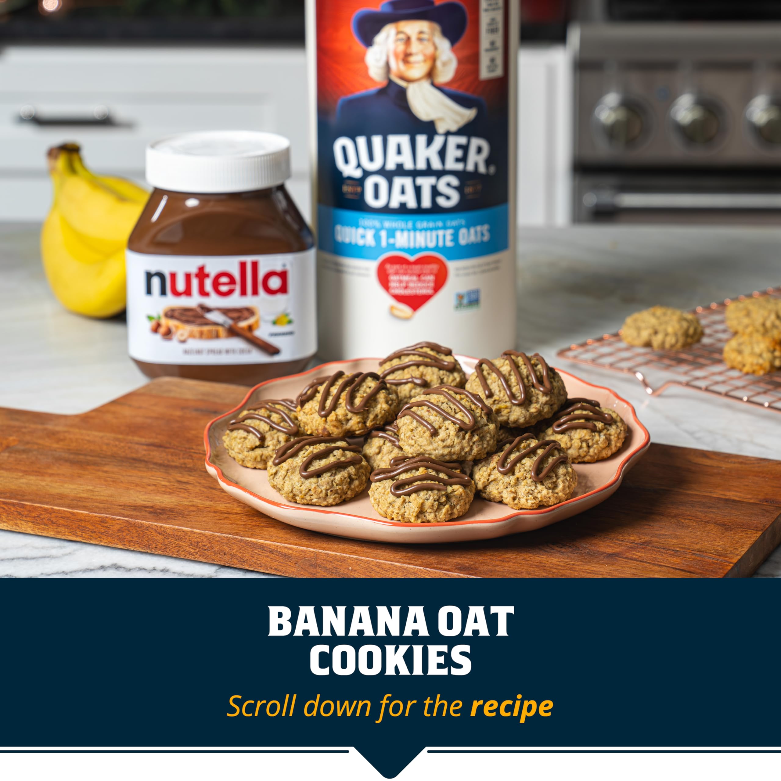 Quaker Quick 1-Minute Oats measuring cup and oats for precise portions