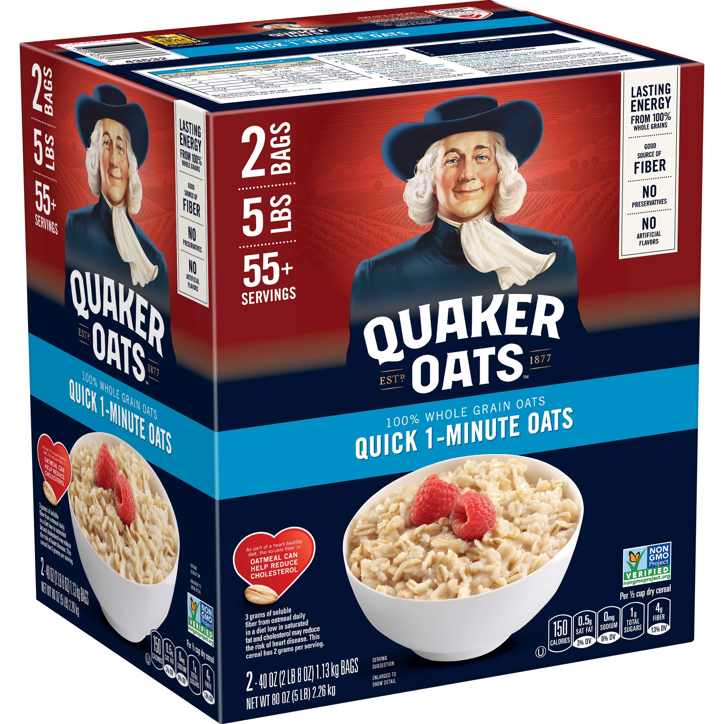 Quaker Quick 1-Minute Oats pack of 2 shown for easy breakfast prep