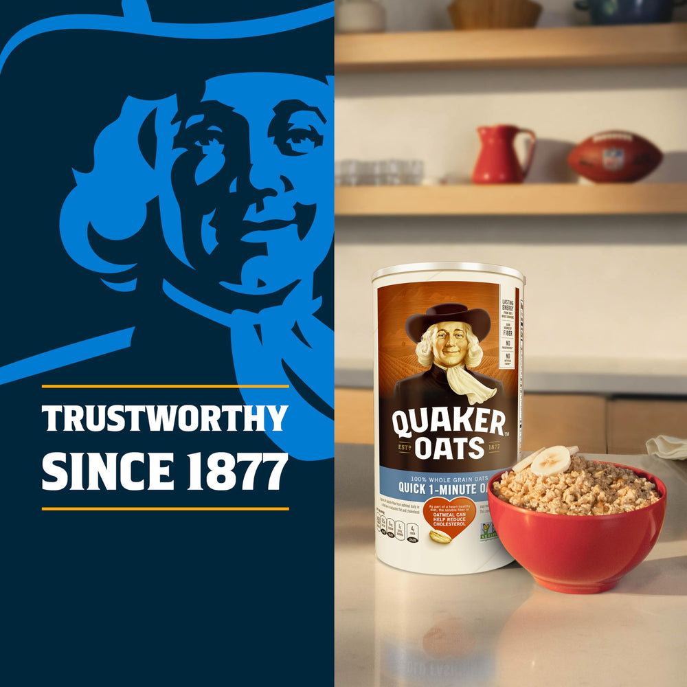Quaker Quick 1-Minute Oats serving bowl with toppings ready to customize