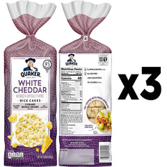 Quaker Rice Cakes White Cheddar closeup, showcasing light, crunchy texture.