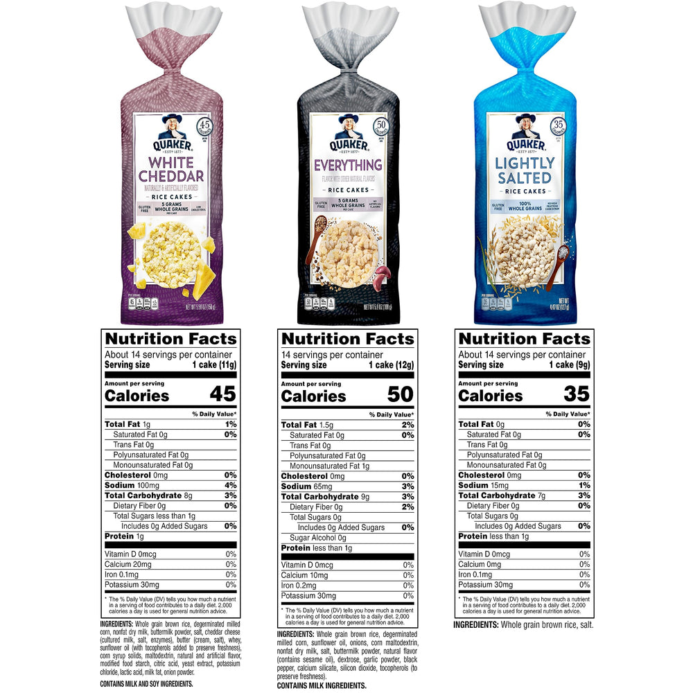 Quaker Rice Cakes Lightly Salted pack—crisp texture for on-the-go snacking.