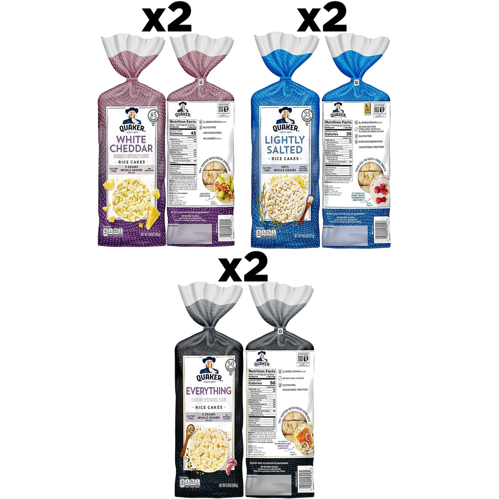 Quaker Rice Cakes White Cheddar pack—savory gluten-free bite.