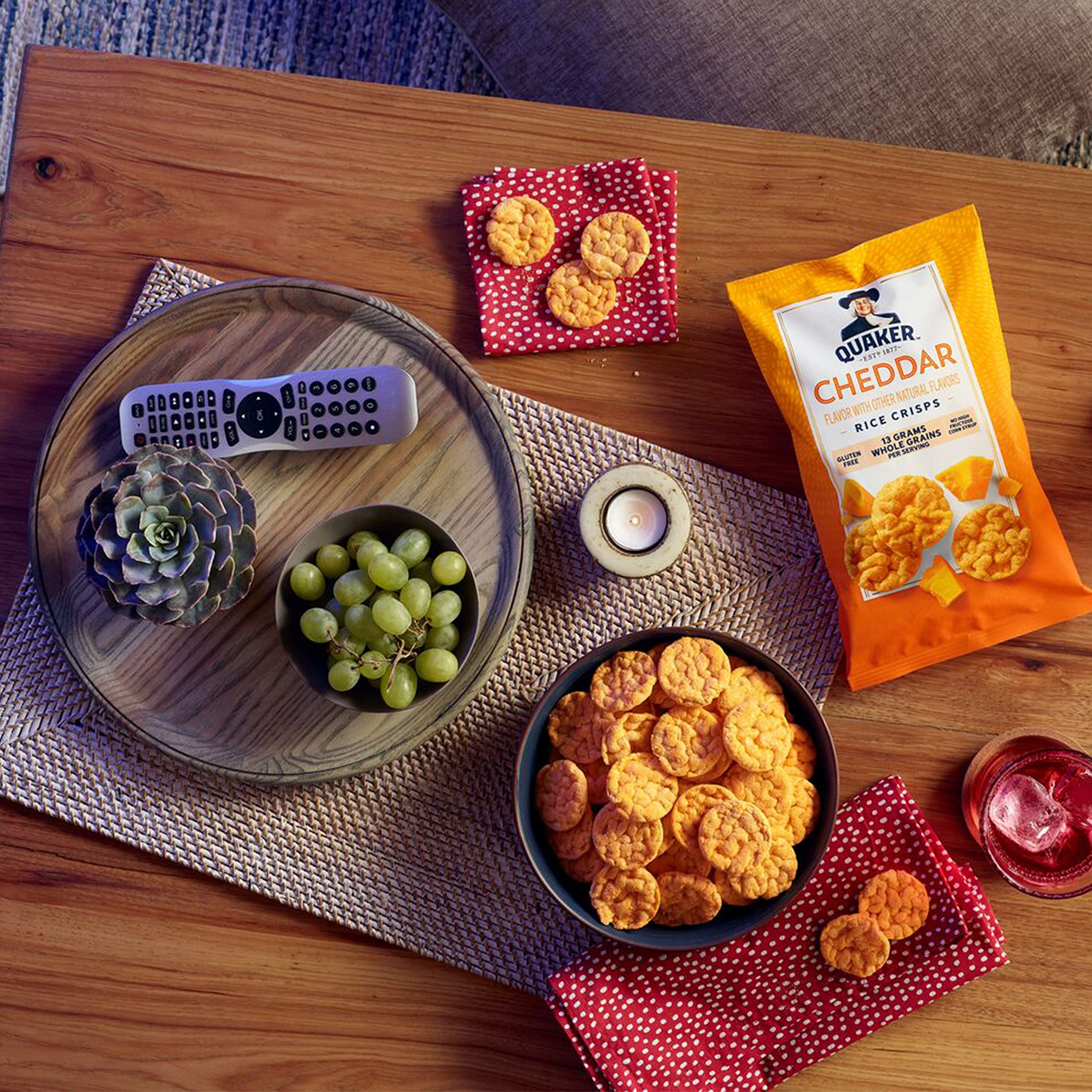 Quaker Rice Crisps buttermilk ranch bag suggesting a creamy, savory bite