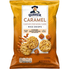 Quaker Rice Crisps Caramel in a snack bowl, versatile topping idea for breakfasts.