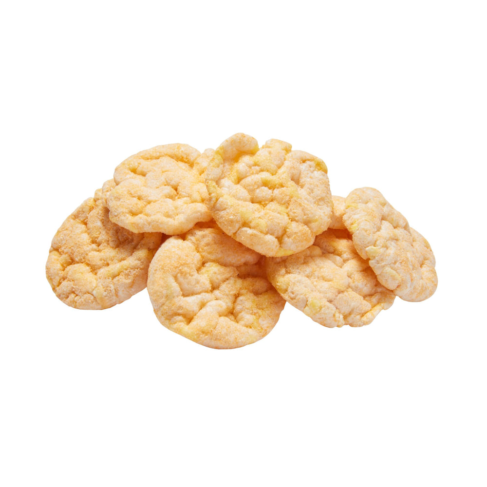 Quaker Rice Crisps Cheddar popped, not fried, lower cholesterol per serving.
