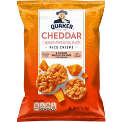 Quaker Rice Crisps Cheddar toppings with fruits and veggies for snacks.