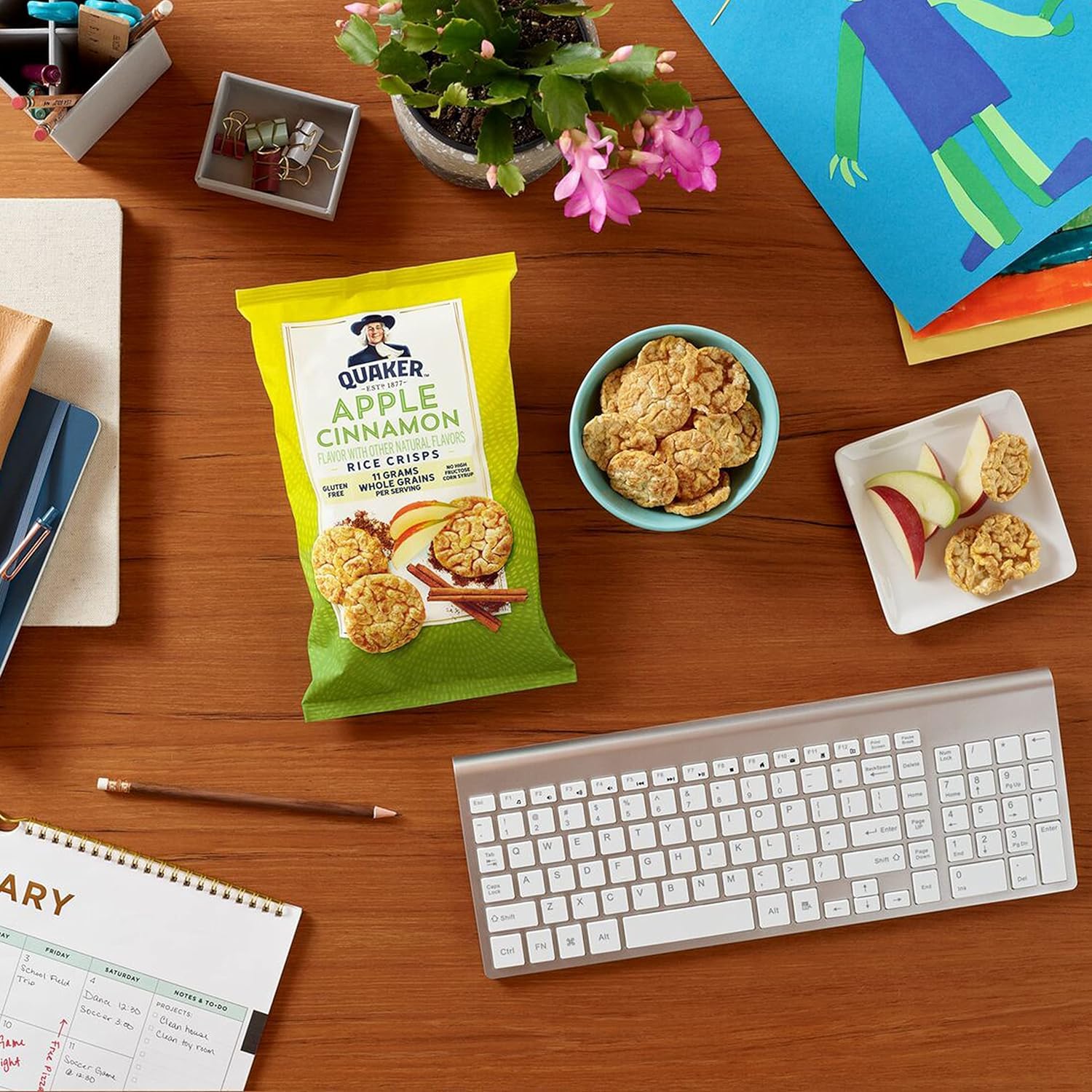 Quaker Rice Crisps Sweet & Spicy Chili with visible grains, 14g whole grains per serving.
