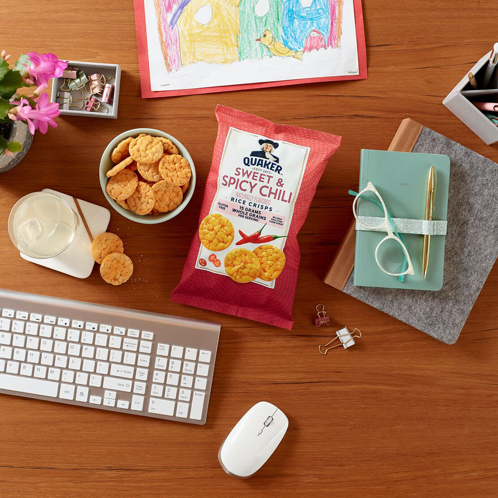 Quaker Rice Crisps buttermilk ranch bag, creamy crunch for a light snack.