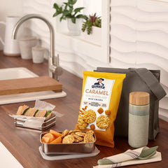 Quaker Rice Crisps sour cream and onion bag, savory crunch for dipping.