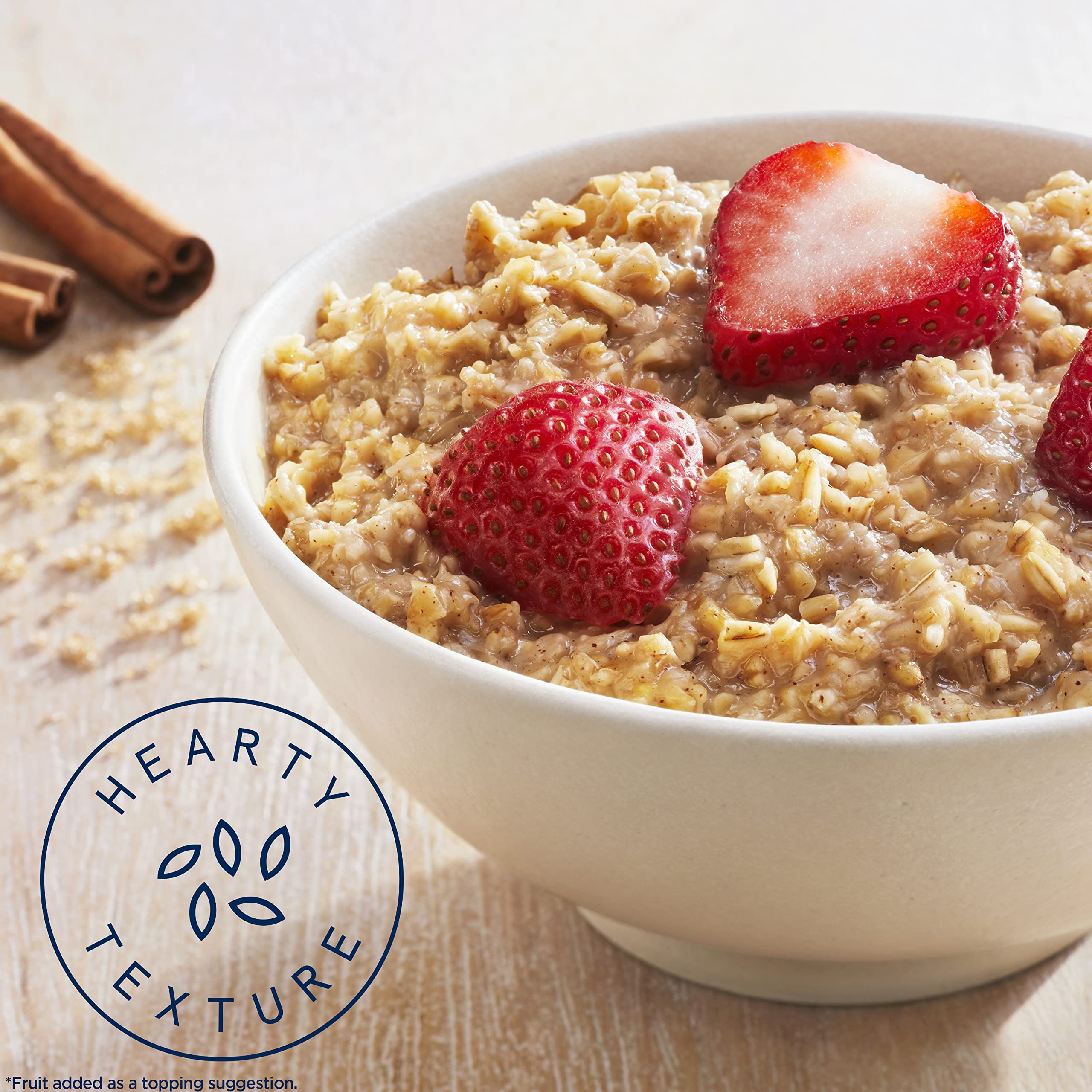Quaker Steel Cut Quick Oatmeal ingredients highlight oats and spices.