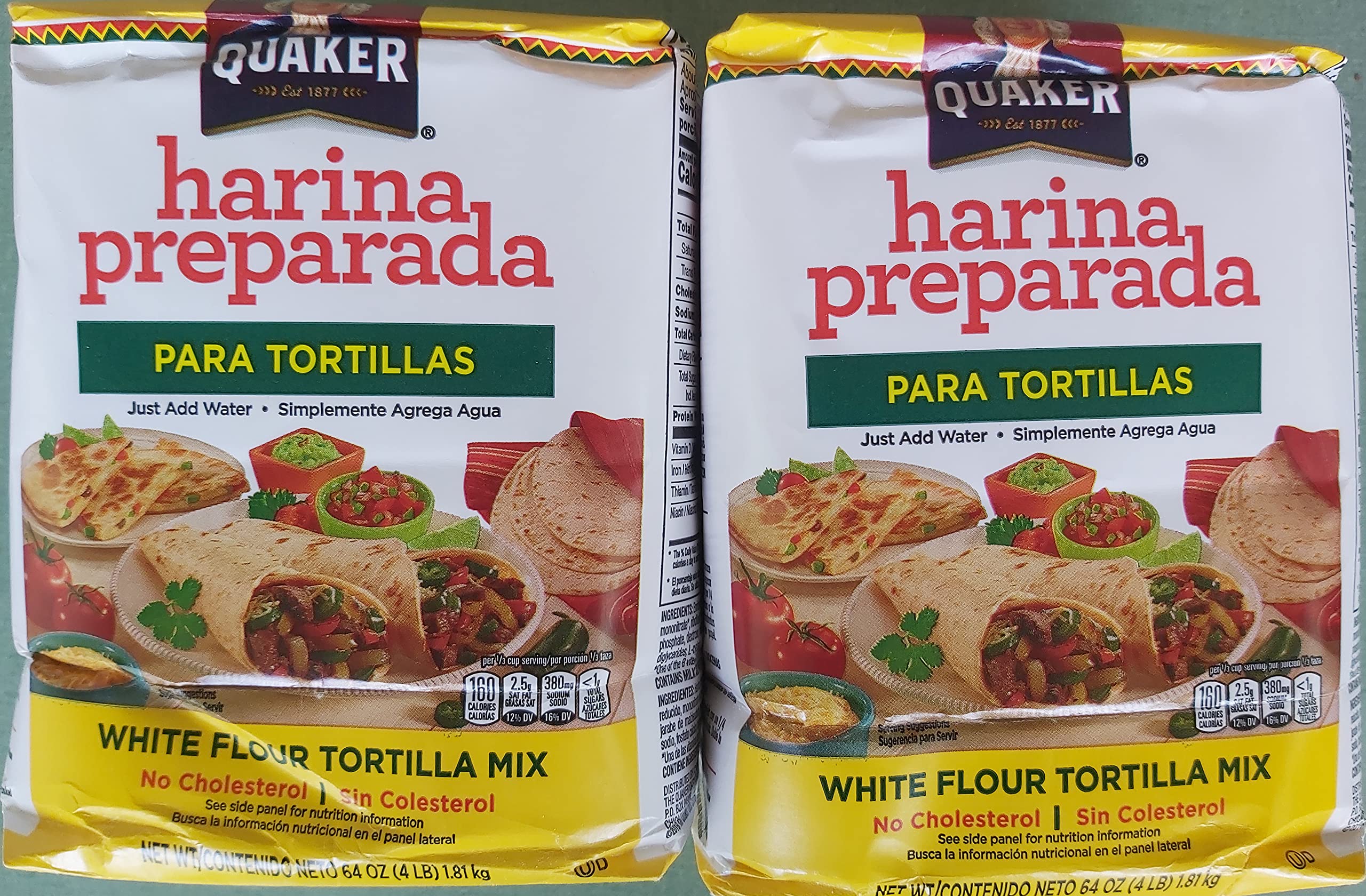 Quaker tortilla flour 4lb bag front view, ideal for fresh tortillas.