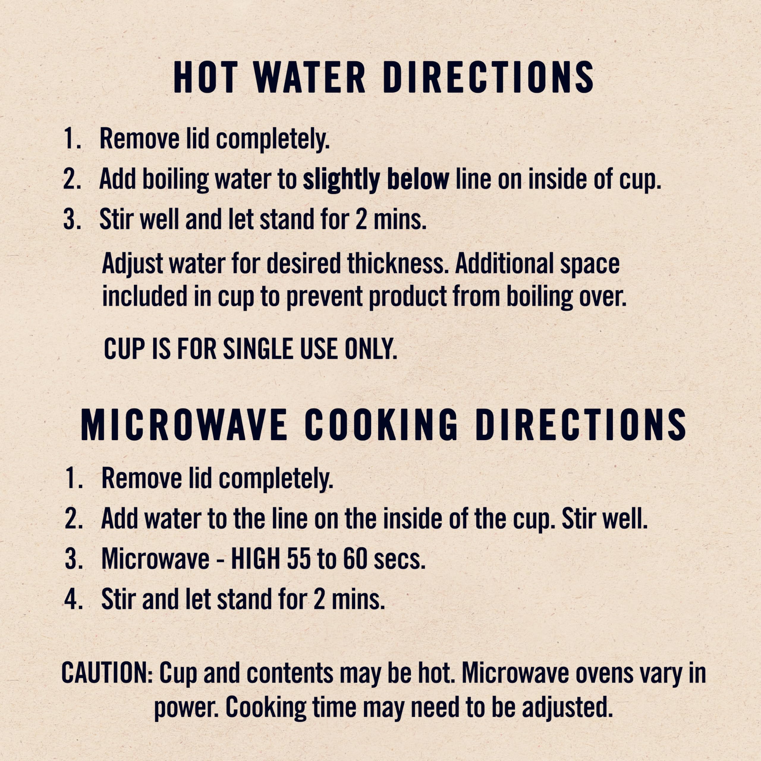 100% whole grain Quaker Oats in a portable cup for quick meals.