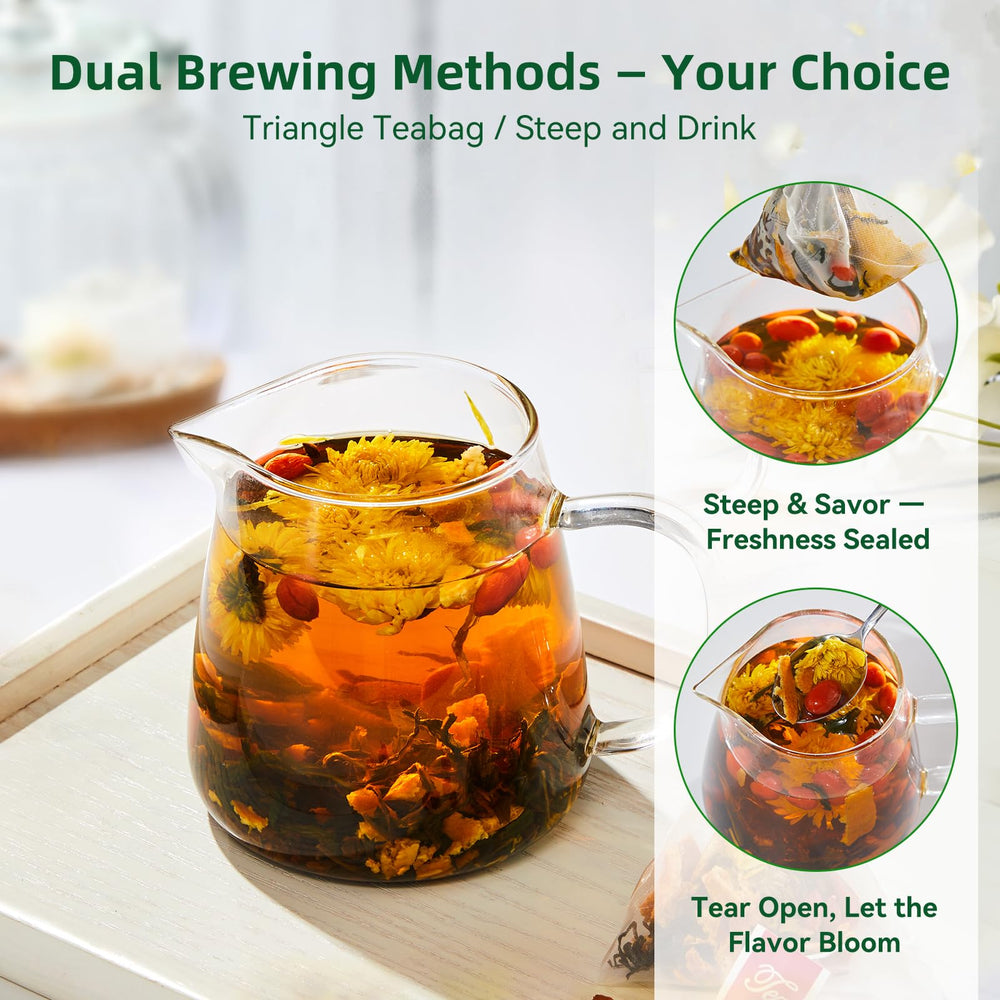 QualiLife Dandelion Wolfberry Tea cold brew glass for summer hydration