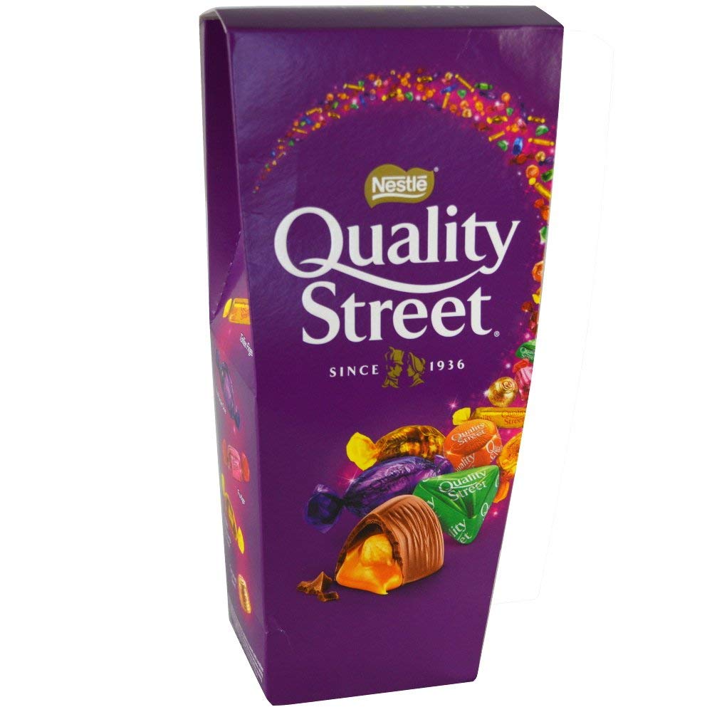 Quality Street 220g tin with assorted chocolates and toffees, ideal for sharing at celebrations.