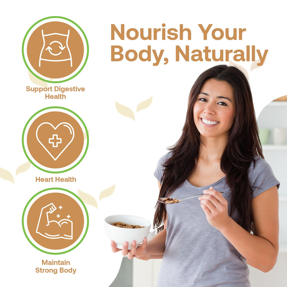 Quay Naturals flaxseed powder canister on pantry shelf for everyday use