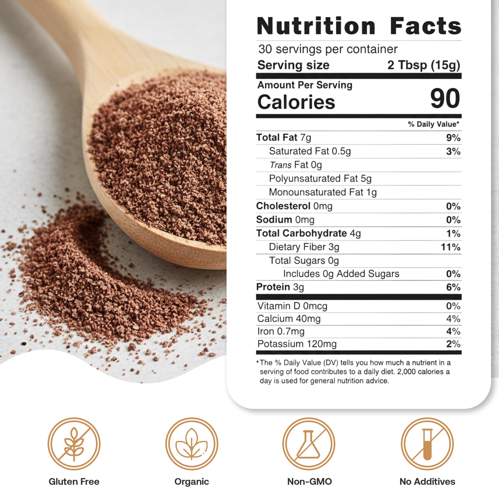 Quay Naturals flaxseed powder in smoothie promoting plant-based omega boost
