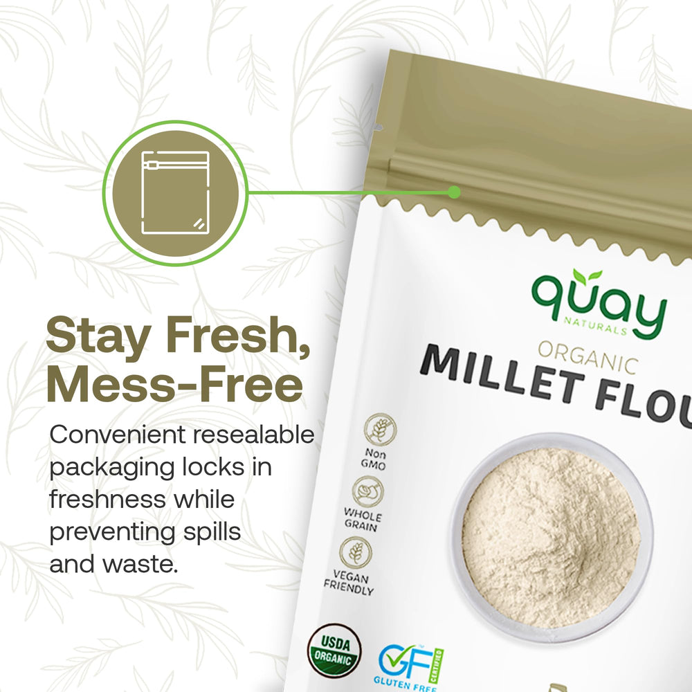 Quay Naturals millet flour bread baking in the oven demonstrates gluten-free baking potential.