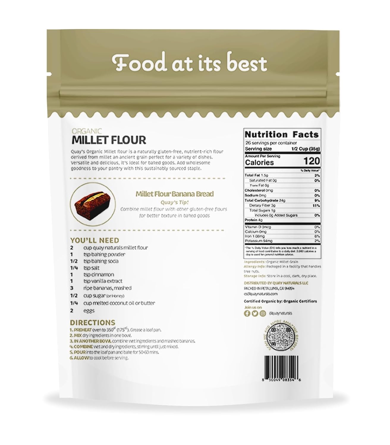 Quay Naturals millet flour being poured for a smooth batter ideal for gluten-free recipes.