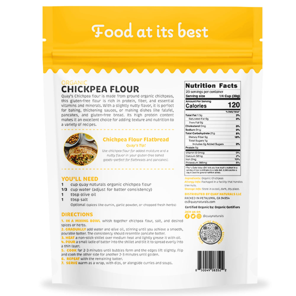 Quay Naturals Chickpea Flour being poured for easy mixing in a bowl.