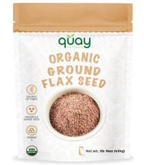 Quay Naturals organic ground flaxseed 1lb package for daily smoothies and baking