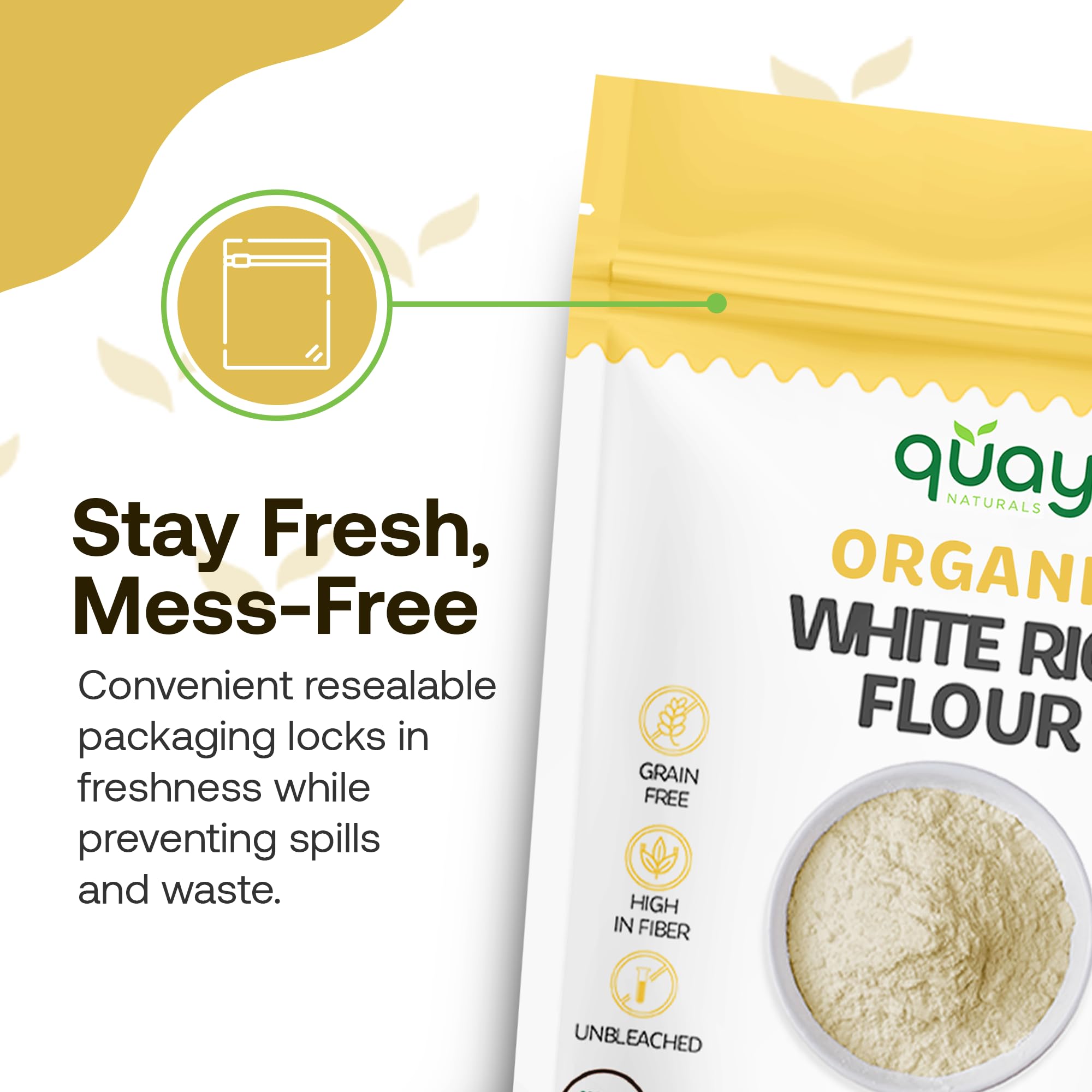 Quay Naturals organic rice flour pantry setup for everyday cooking.
