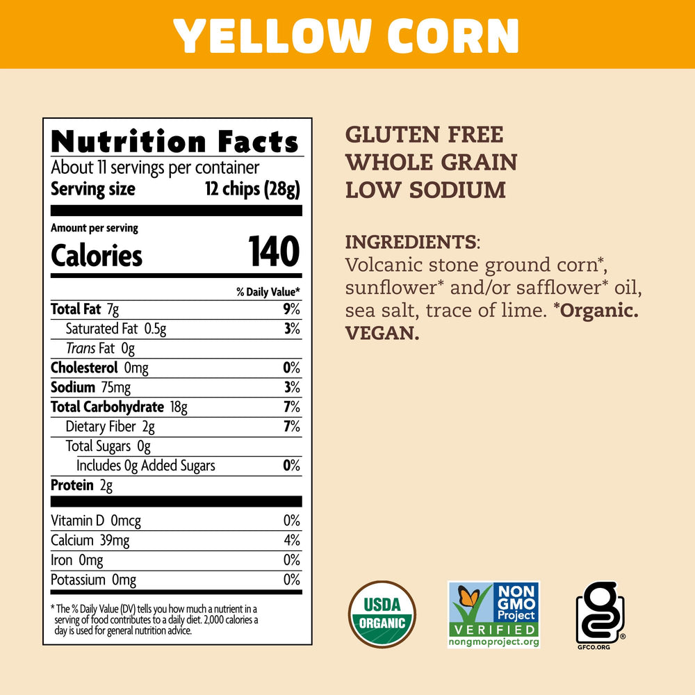 Que Pasa displays organic corn masa ingredients for wholesome snacking.