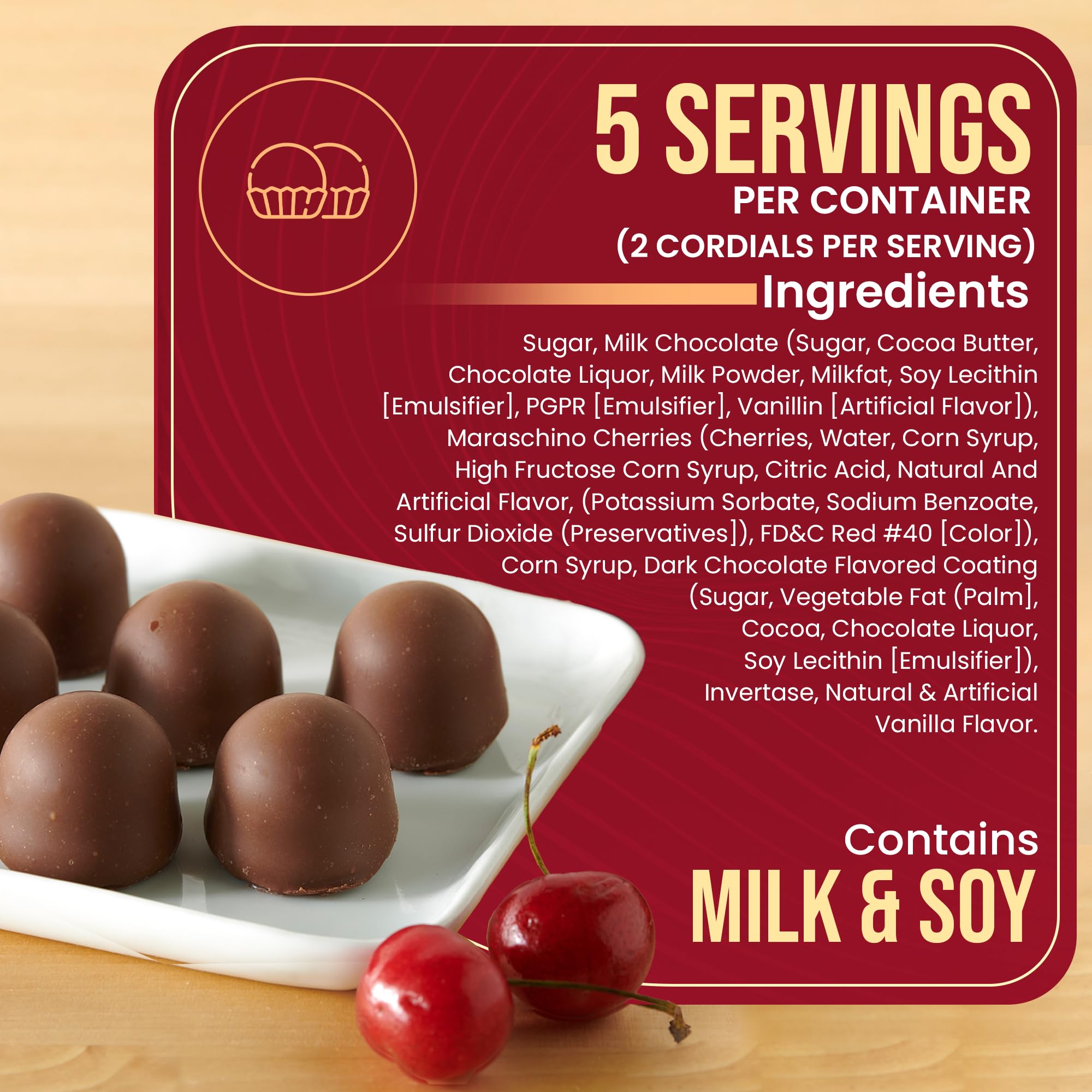 Queen Anne cordial cherry with creamy center for an indulgent treat.