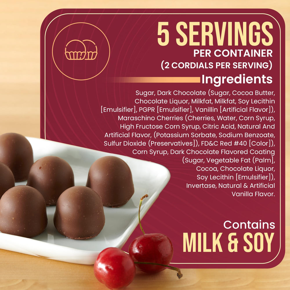 Queen Anne cherries offer a creamy center that contrasts with smooth dark chocolate.