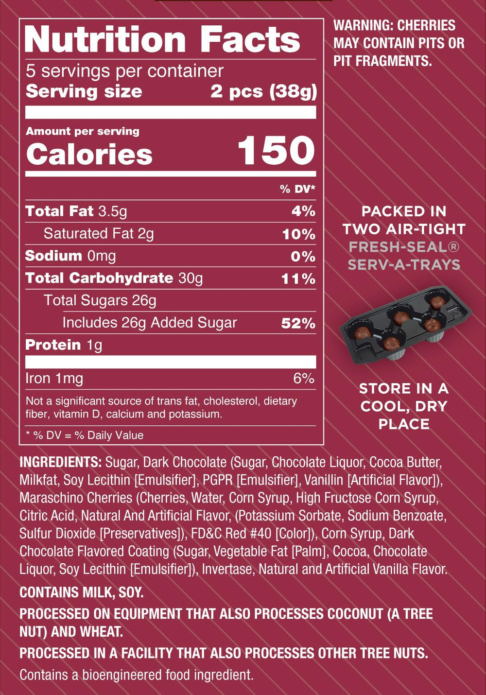 Queen Anne cordial cherries reveal a whole cherry centered in creamy filling for a luxurious bite.