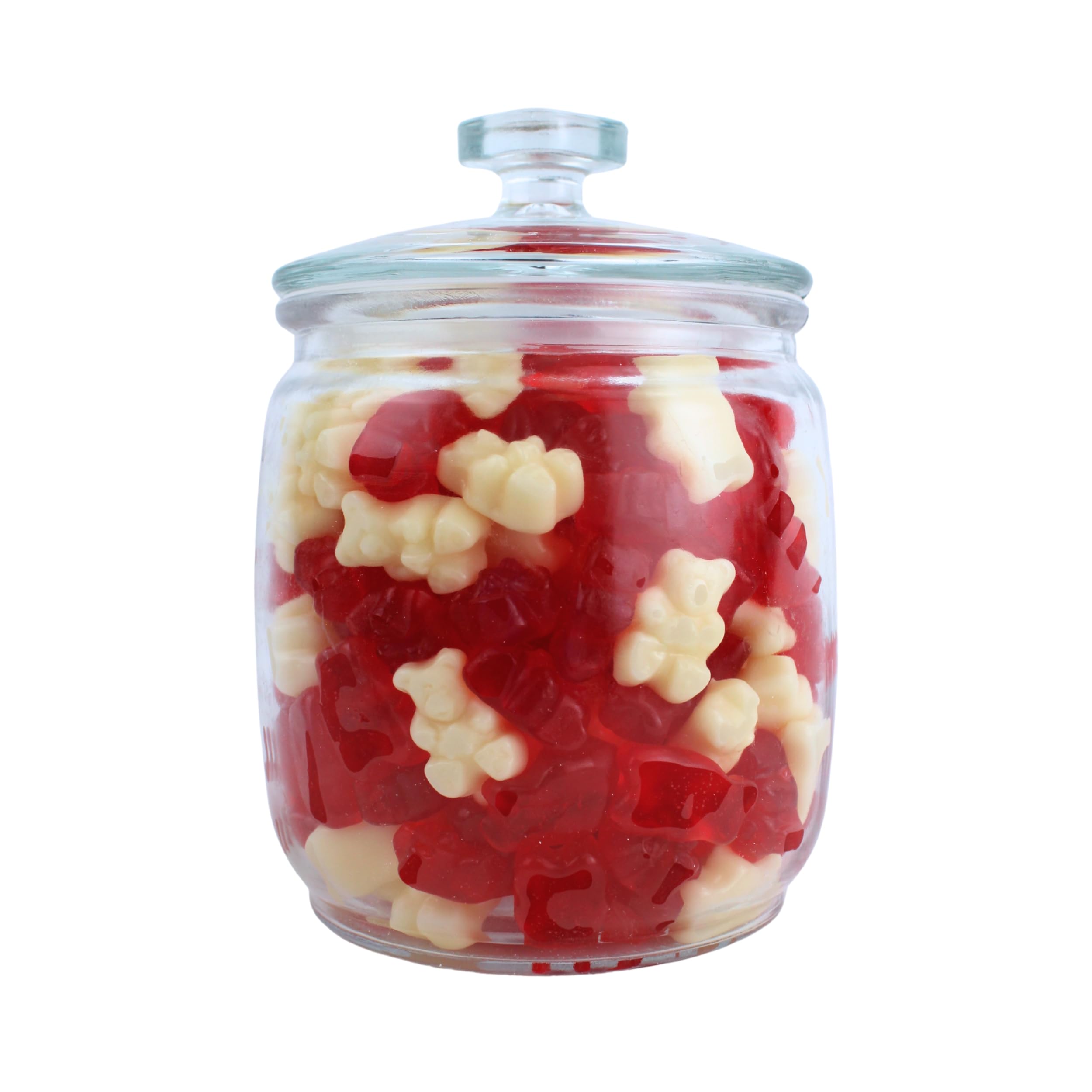 Queen City Candy Cave candy bowl filler with vibrant red and white hues