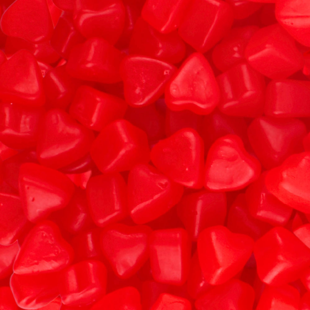 Approximately 80 pieces per pound of red cherry gummy hearts