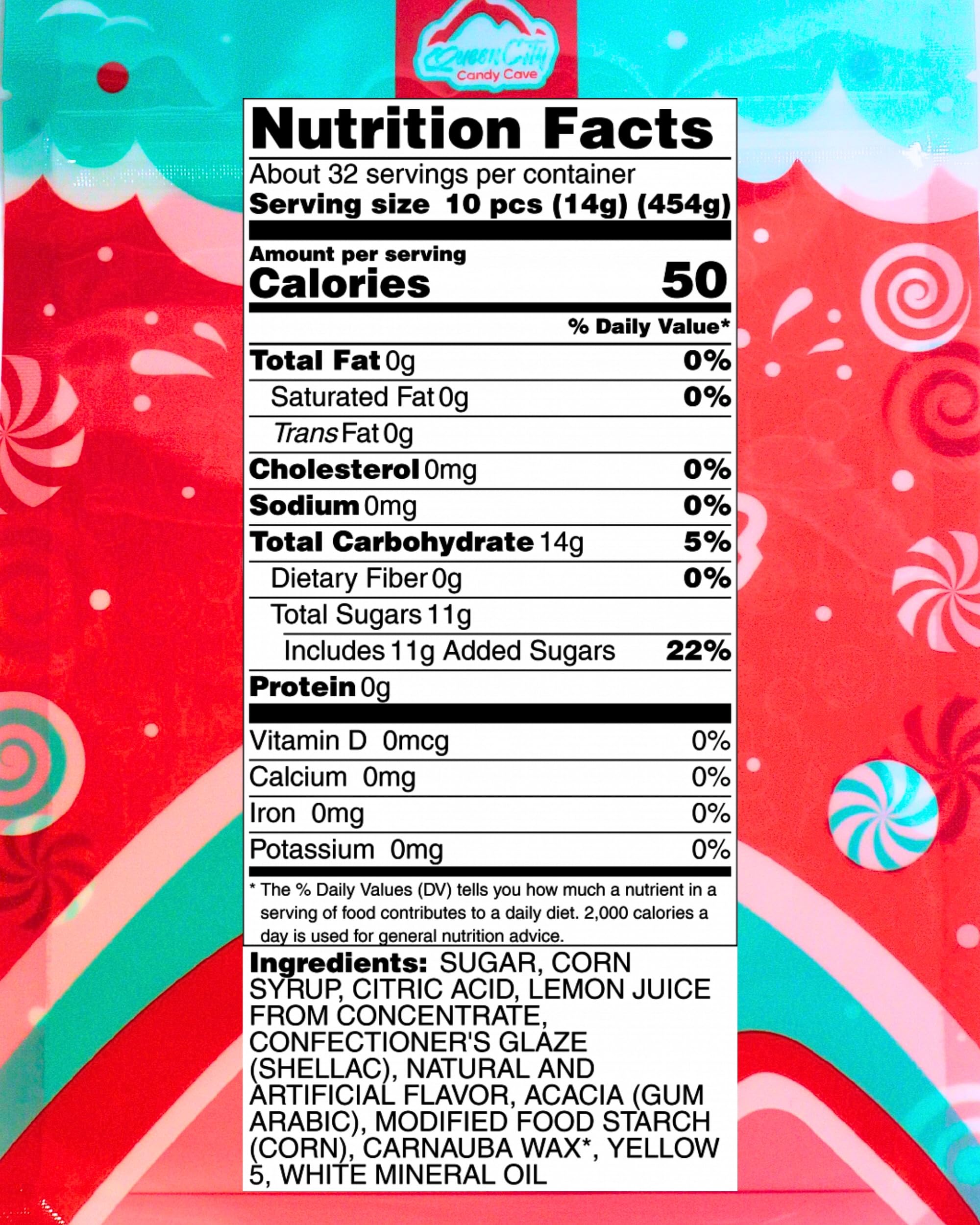 Queen City Candy Cave lemon heads hard candy indicates bold citrus flavor in classic lemon candy.