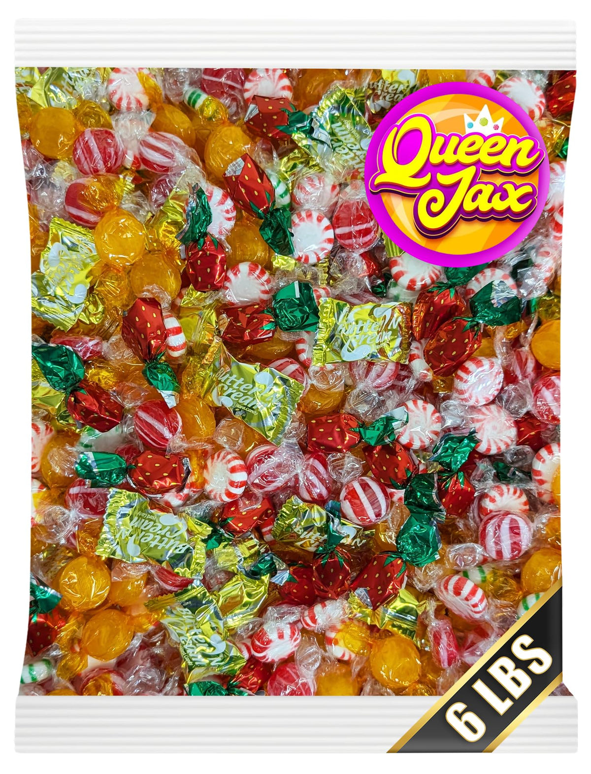 Queen Jax bulk hard candy mix, 6 lb, ideal for parties and gatherings.