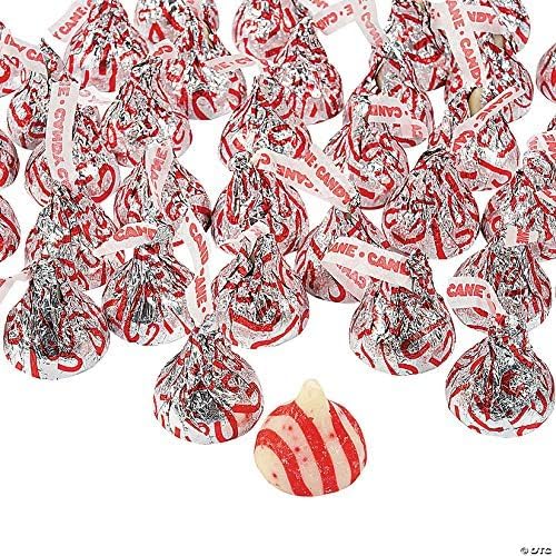 QUEEN JAX Candy Cane Kisses mint stripes close-up showing white chocolate coating.