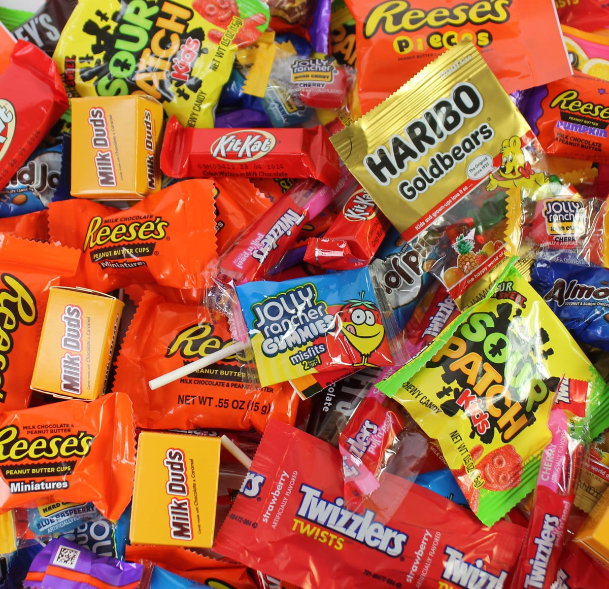 Queen Jax chocolate and candy variety pack on display, ideal for parties.