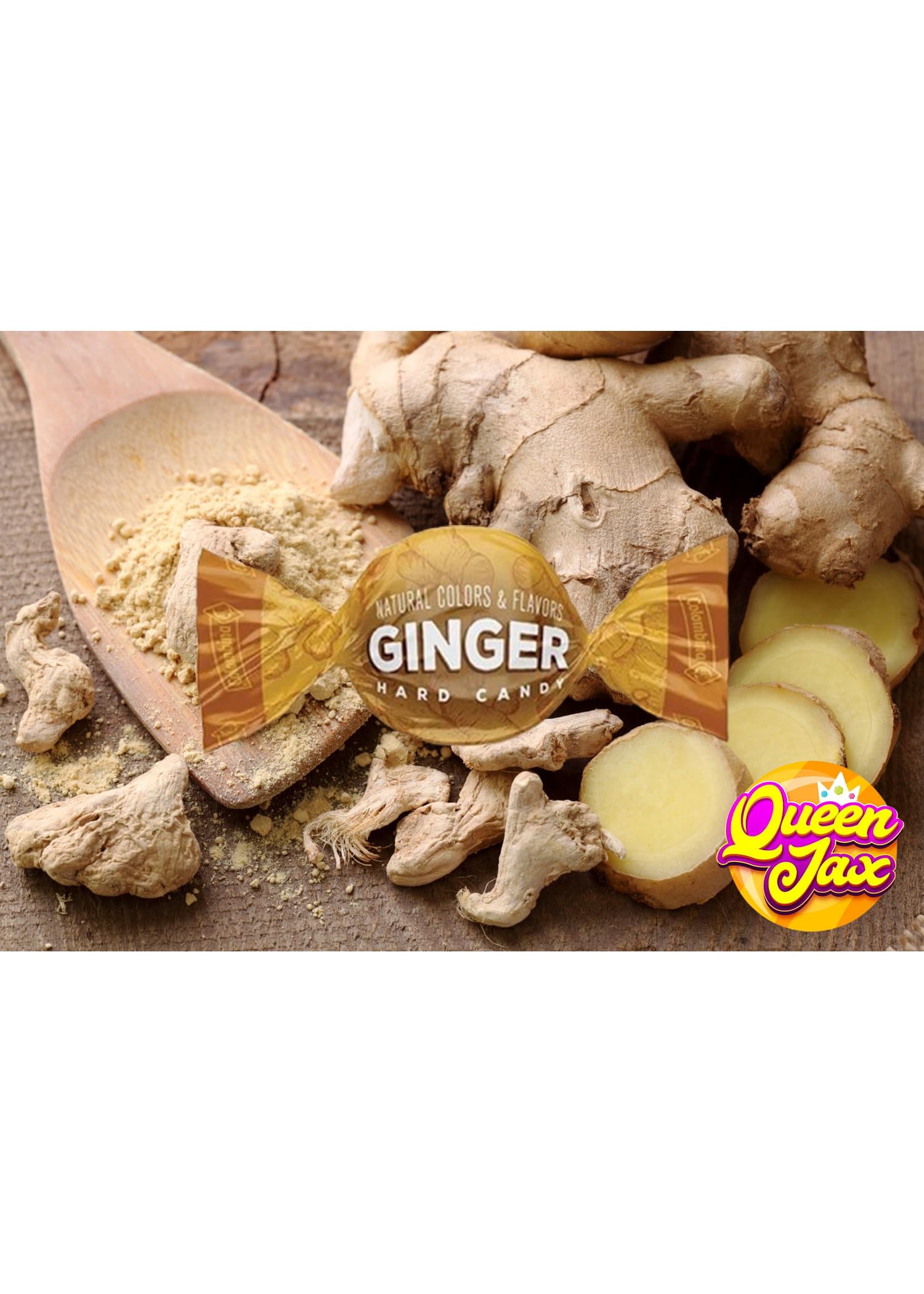 Queen Jax ginger candy on shelf signals bulk value for home.