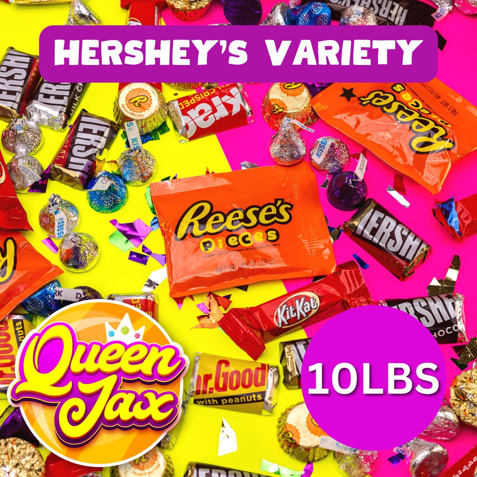 QUEEN JAX Hershey Kisses close-up—velvety chocolate textures for movie night