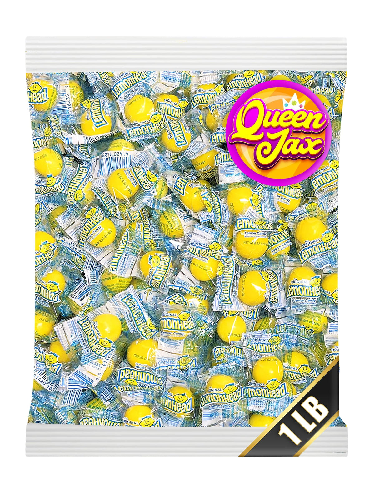 QUEEN JAX Lemonheads 1lb bulk bag for convenient on-the-go snacking.