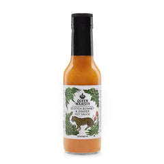 Queen Majesty Scotch Bonnet & Ginger bottle with vibrant color, perfect for bold sauces.