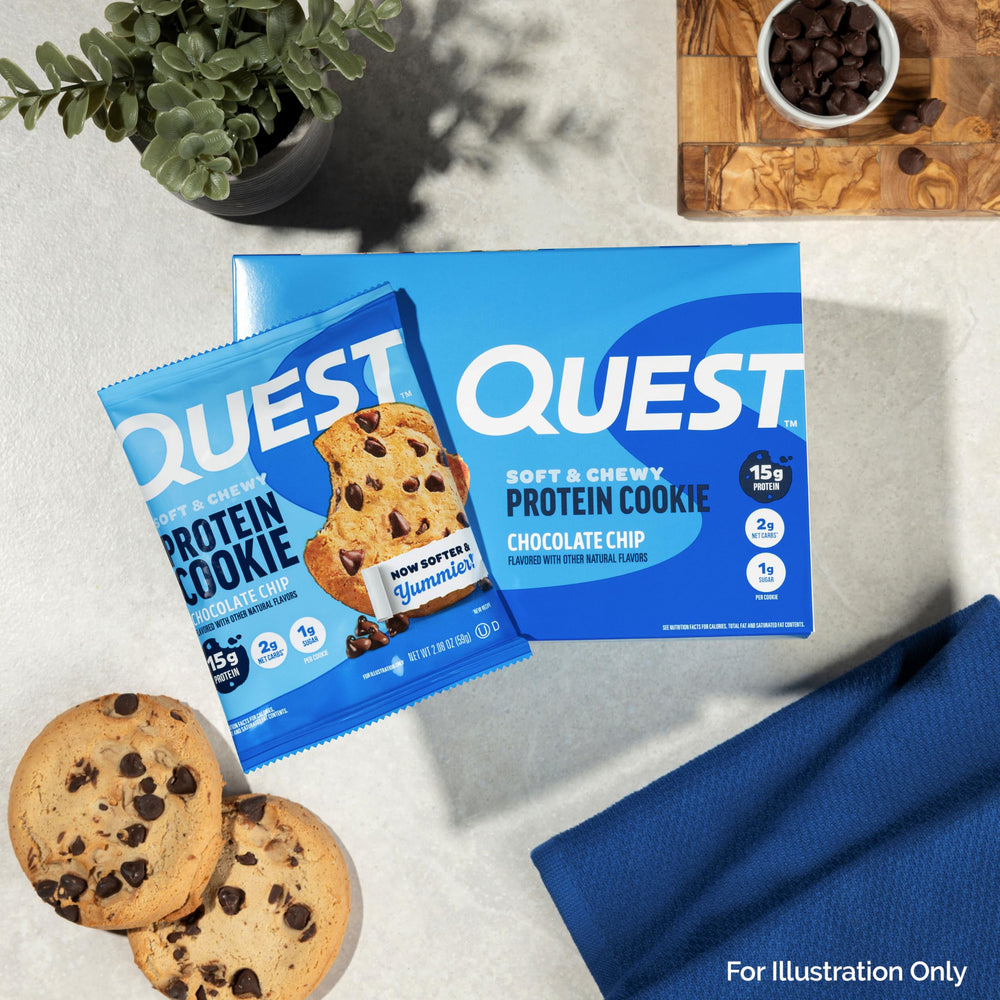 Quest Chocolate Chip Protein Cookie inside a gym bag for on-the-go fueling