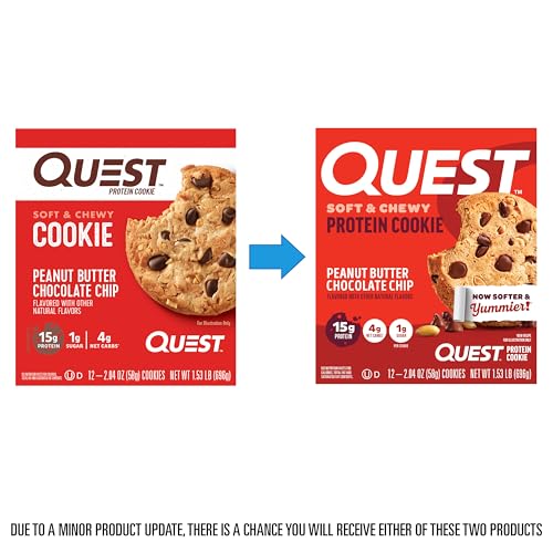Cross-section reveals chewy interior and generous chips in Quest cookie.