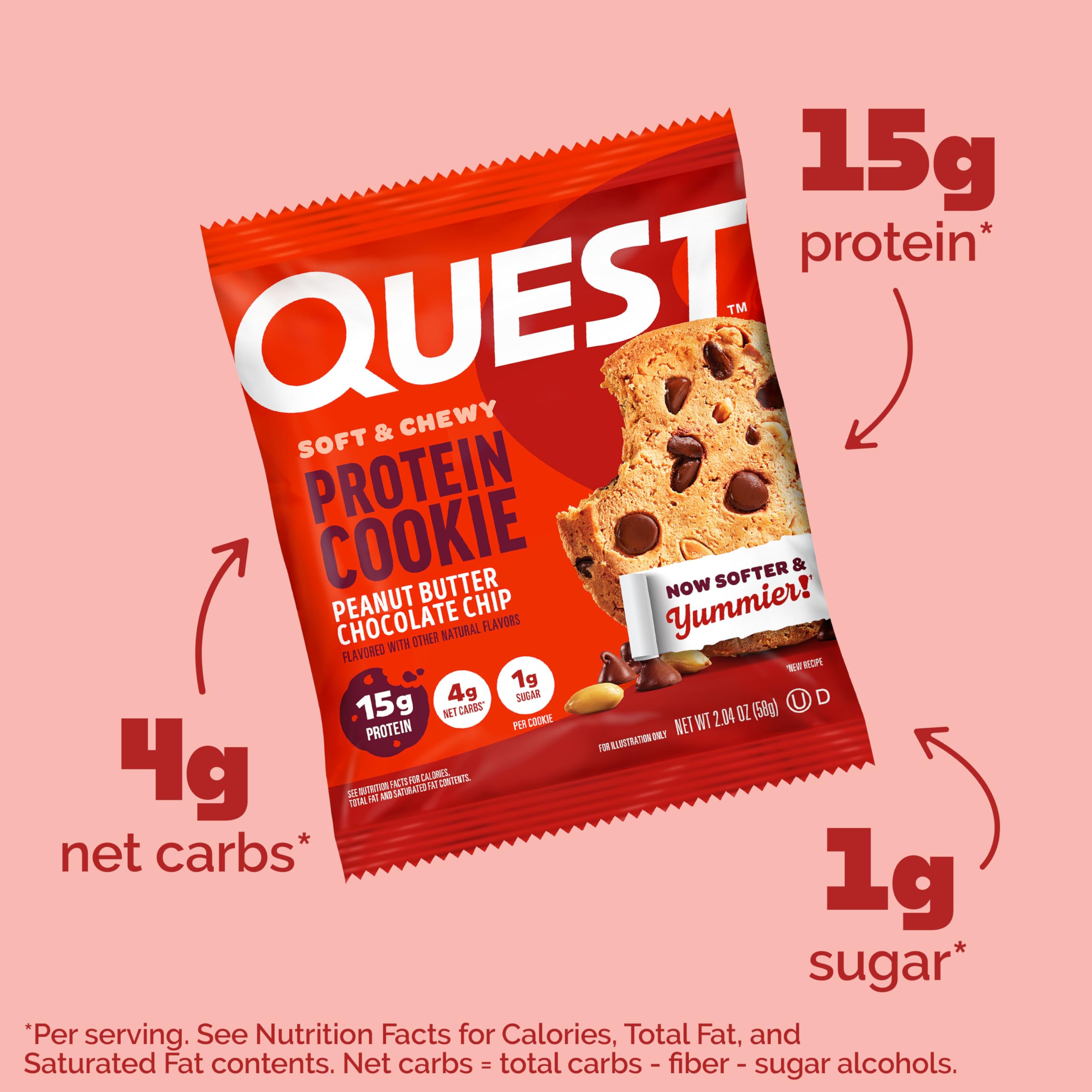 Wrapped cookie ready for gym bag snack from Quest brand.