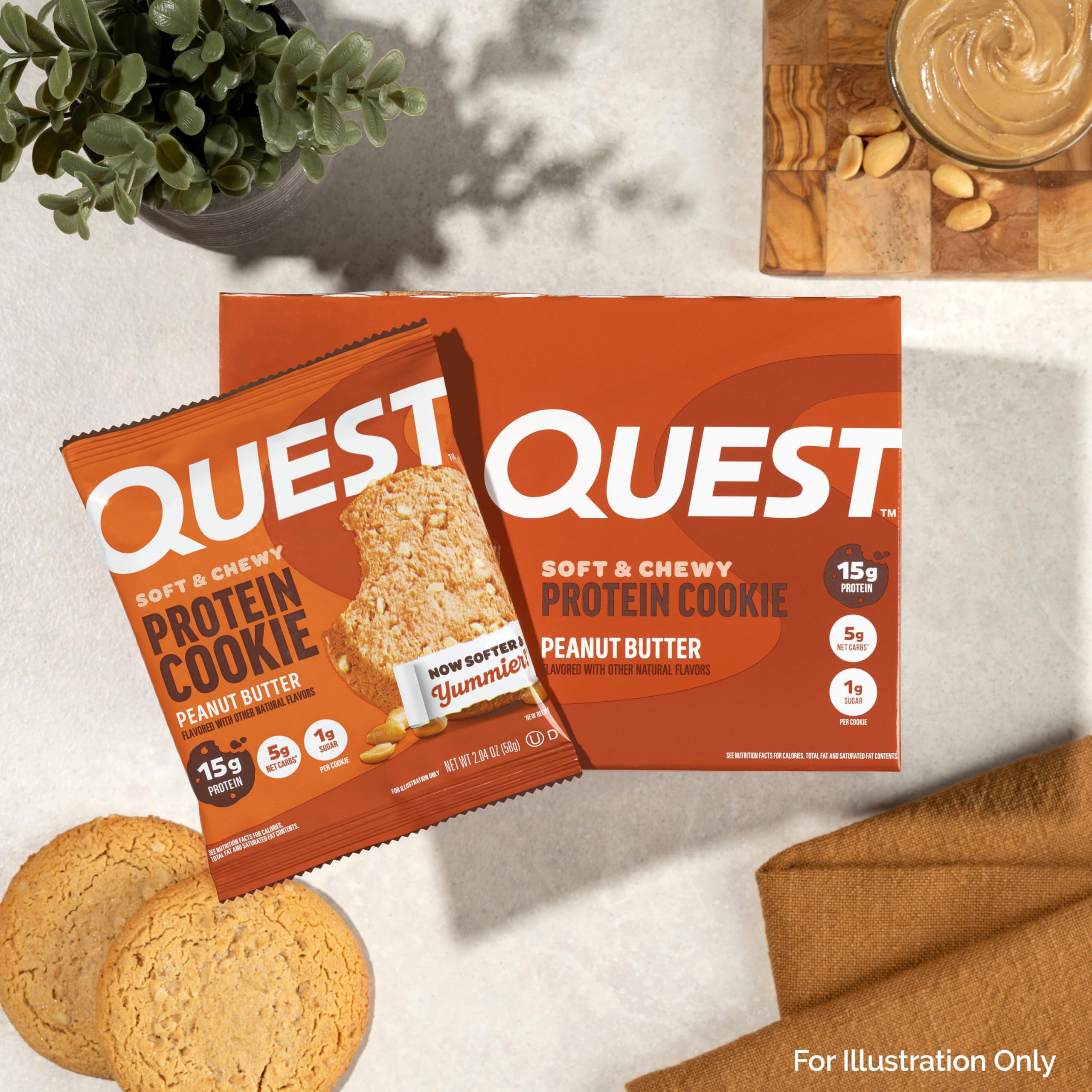 Quest Peanut Butter Protein Cookie desk snack ready for quick refuel